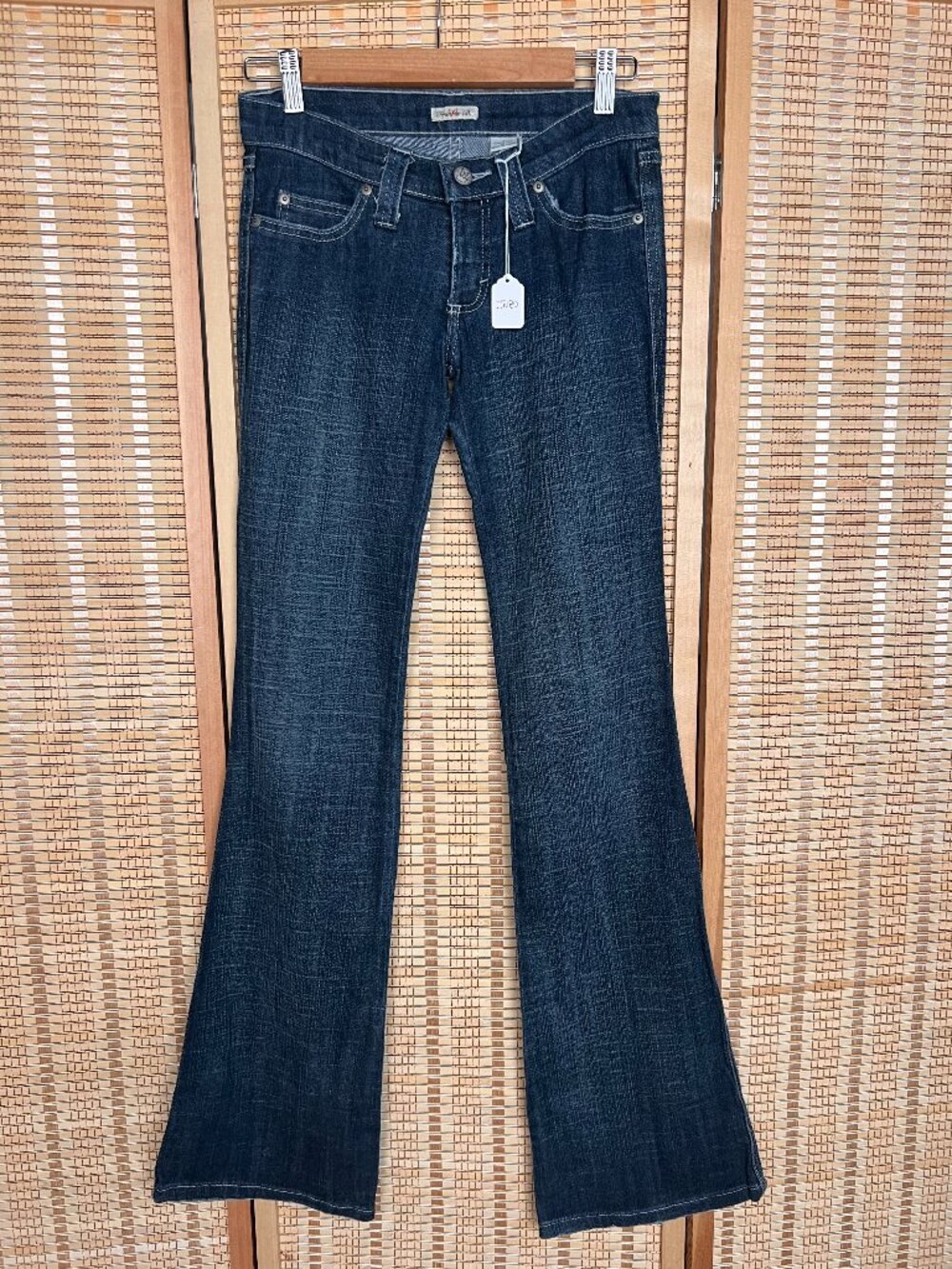 Vintage Y2K Frankie B low rise flare jeans in a dark wash size 4